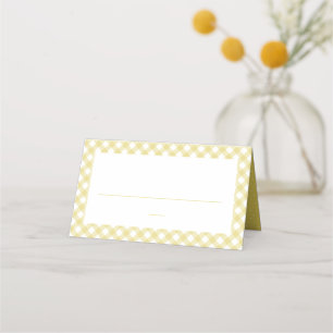 Gelbe Gingham niedliche, neutrale Babydusche Platzkarte