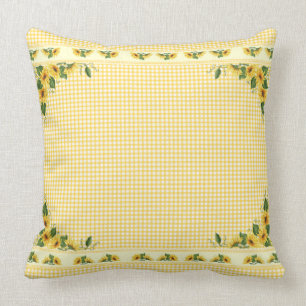 Gelbe Gingham Sonnenblumen Kissen