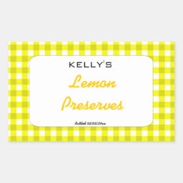 Gelbe Gingham-Zitrone bewahrt Etikett Rechteckiger Aufkleber