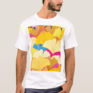 Gelbe Gingko-Blätter, nahtloses Muster. T-Shirt