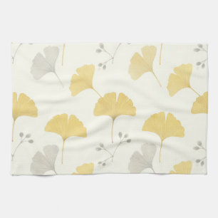 Gelbe Ginkgo-Fächerblätter wiederholen sich Geschirrtuch