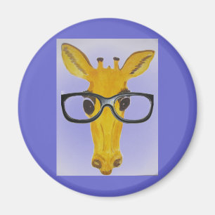 Gelbe Giraffe mit Brille Magnet