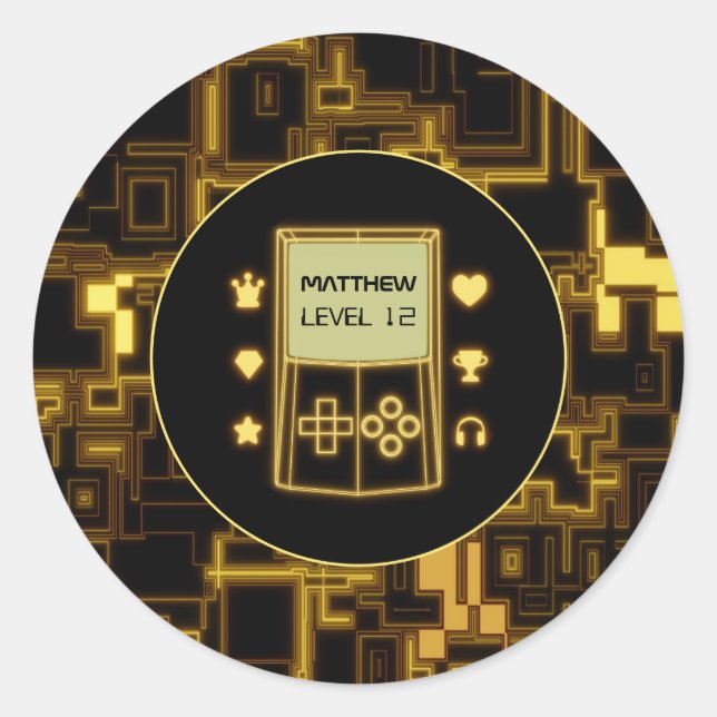 Gelbe Glow-Handheld-Konsole Runder Aufkleber (Vorderseite)