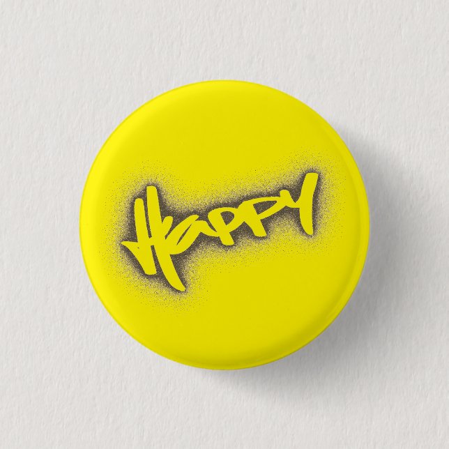 GELBE GLOWENIGE GLÜCKLICH GRAFFITI BUTTON (Vorderseite)