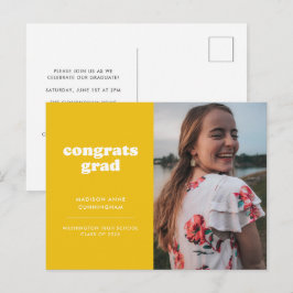 Gelbe Glückwunsch Grad Foto Abschluss Einladung Postkarte