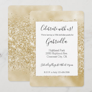 Gelbe Gold Glitzernde Glitter-Einladung Einladung