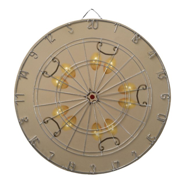 Gelbe goldene Ei Muster Ostereier Rustikal Beige Dartscheibe (vorne)