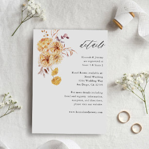 Gelbe goldene florale Details Beilagekarte Begleitkarte