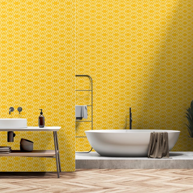 Gelbe goldene neue Tribal-Tapete Tapete (Badezimmer)
