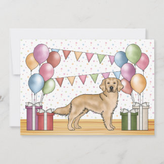 Gelbe goldene Retriever farbenfrohe Pasta Geburtst Einladung