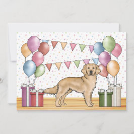 Gelbe goldene Retriever farbenfrohe Pasta Geburtst Einladung