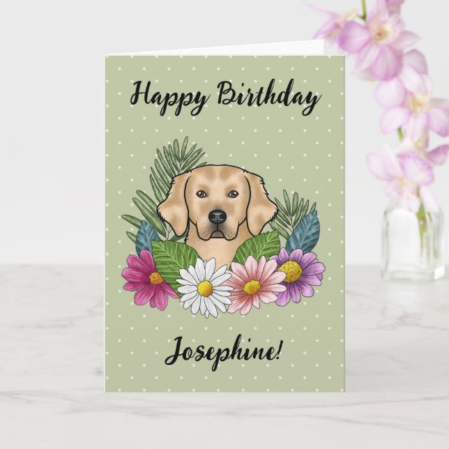Gelbe goldene Retriever farbige Blume Geburtstag Karte (Orchidee)