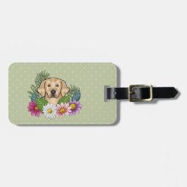 Gelbe goldene Retriever farbige Blume Gepäckanhänger