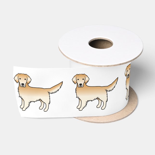 Gelbe goldene Retriever Niedliche Cartoon Hunde Satinband (Spule)