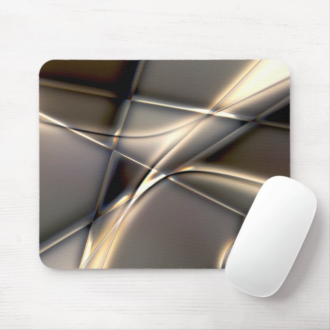 Gelbe goldene Striche und gedrehte Quadrate auf Se Mousepad (Mit Mouse)
