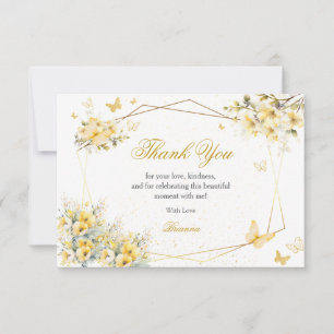 Gelbe goldene Tiara Blumen Schmetterling Quinceañe Dankeskarte