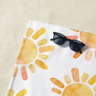 Gelbe goldene Wasserfarbe Sonne und Regenmuster Strandtuch