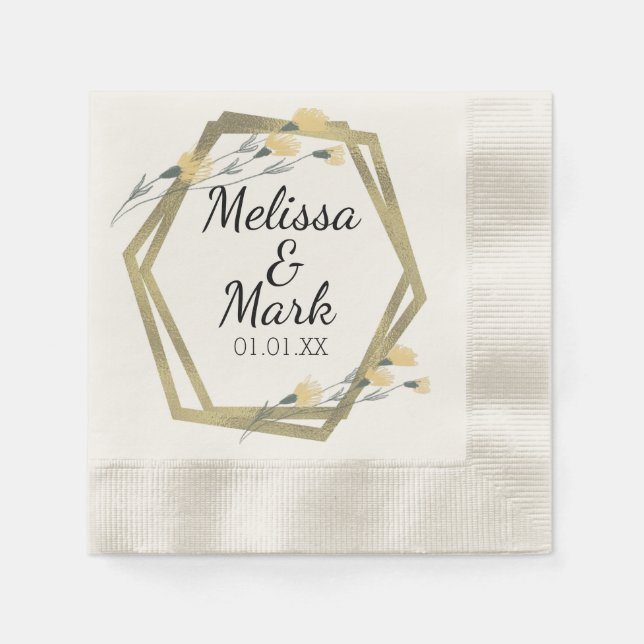 Gelbe goldfarbene Blume Serviette (Vorderseite)