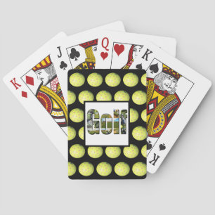 Gelbe Golfbälle und Gollogos, Spielkarten
