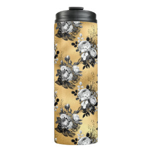 Gelbe gotische Blumenblätter Florale Illustration Thermosbecher