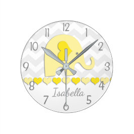 Gelbe graue Elefantensäulenhalle Runde Wanduhr