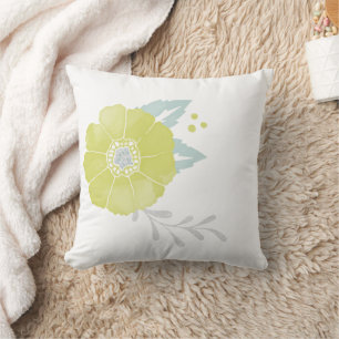 Gelbe graue Minze Vintag Moderne Blumenmuster Kissen