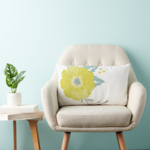 Gelbe graue Minze Vintag Moderne Blumenmuster Lendenkissen