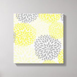 Gelbe graue moderne Dahlie blüht Wandkunst Leinwanddruck
