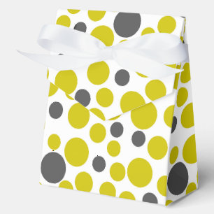 Gelbe graue Polka-Punkte auf weißem Hintergrund Geschenkschachtel