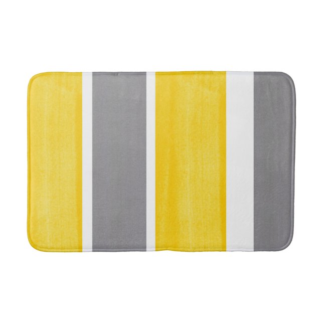 Gelbe graue Streifen - Moderne 2 Badematte (Vorderseite)