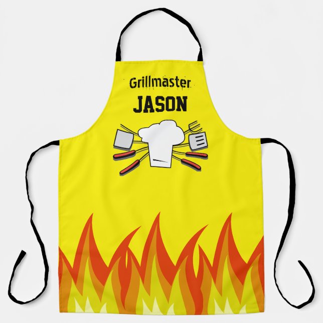 Gelbe GRILLEN Grillmaster-Schürze Personalisiert Schürze (Vorderseite)