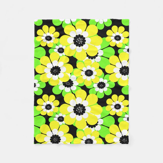 Gelbe grüne Blume Fleecedecke (Vorderseite)