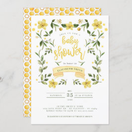 Gelbe Grüne Blumenbeere Wasserfarbe Einladung