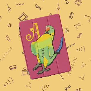 Gelbe grüne IndianerRingneck Parakeet Initial Bird iPad Air Hülle