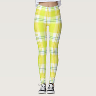 Gelbe grüne Karierte Leggings