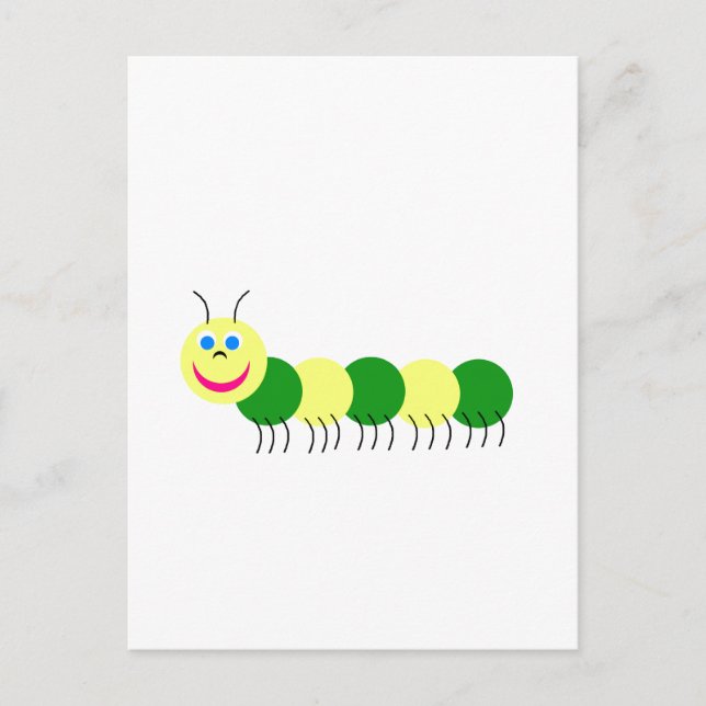 Gelbe grüne Raupe Postkarte (Vorderseite)