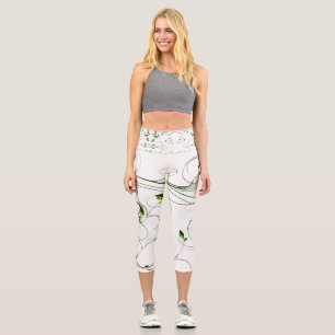 Gelbe grüne Reben Capri Leggings
