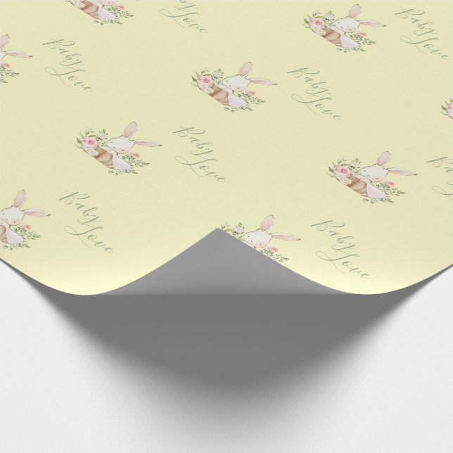Gelbe grüne Schrift Niedlich Elegant Babydusche Geschenkpapier (Ecke)