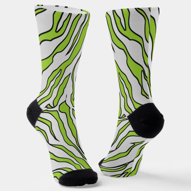 Gelbe, grüne und weiße Tiger Streifen Tierfarbe4 Socken (Gewinkelt)