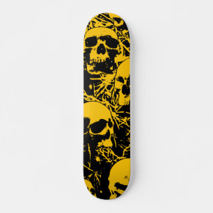 Gelbe Grunge Skulls Skateboard