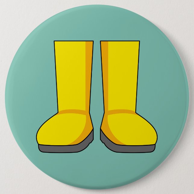 Gelbe Gummi-Regenstiefel Button (Vorderseite)
