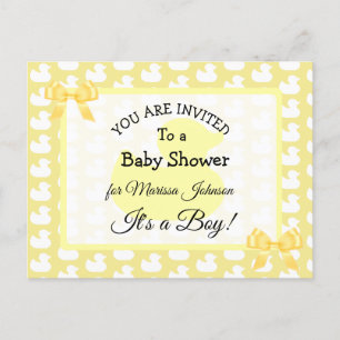 Gelbe GummiDuckie Baby'Shower Einladung Postkarte