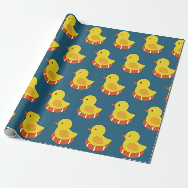 gelbe Gummiente nahtlos. Vintage Erkrankung Geschenkpapier (Ungerollt)
