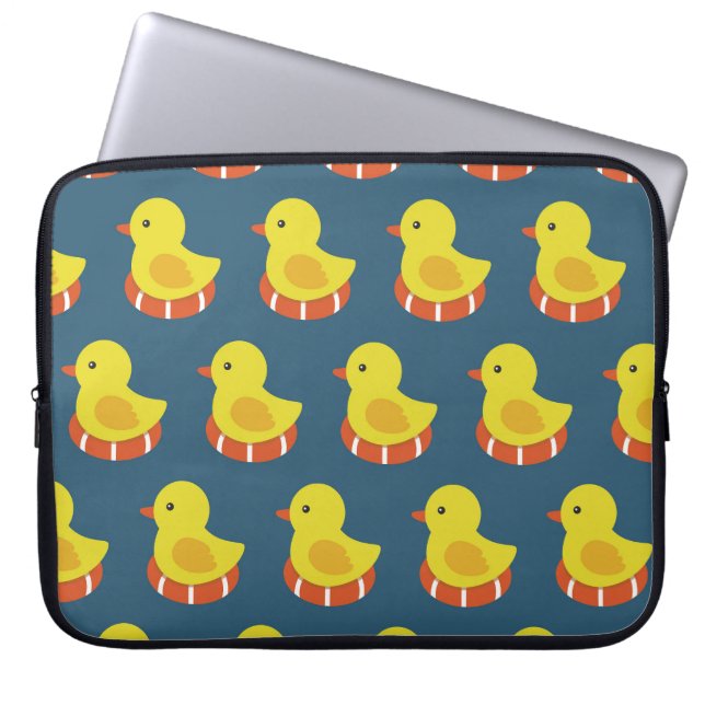 Gelbe Gummiente, niedlich, nahtlos. Laptopschutzhülle (Vorderseite)