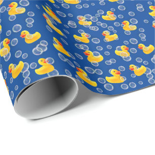 Gelbe Gummienten in Blasen Geschenkpapier