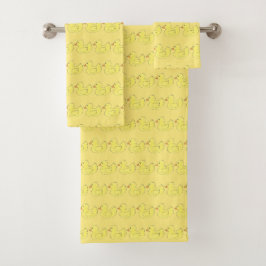 Gelbe Gummifaust Duckie Ducky Bird Bathtub Toy Badhandtuch Set