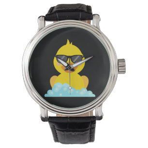 Gelbe Gummihaube mit Sonnenbrille Armbanduhr