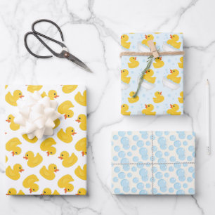 Gelbe Gummimatte Babydusche Wrapping Paper Shee Geschenkpapier Set