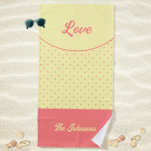 Gelbe Halbjahrhundert Rosa Retro Dots Sommerferien Strandtuch