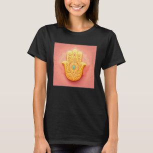 Gelbe Hamsa-Hand-Illustration Pastellfarbe Frauen T-Shirt